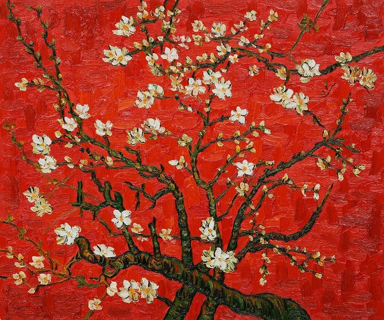 Branches of an almond tree in Blossom in Red painting - Vincent van Gogh Branches of an almond tree in Blossom in Red art painting